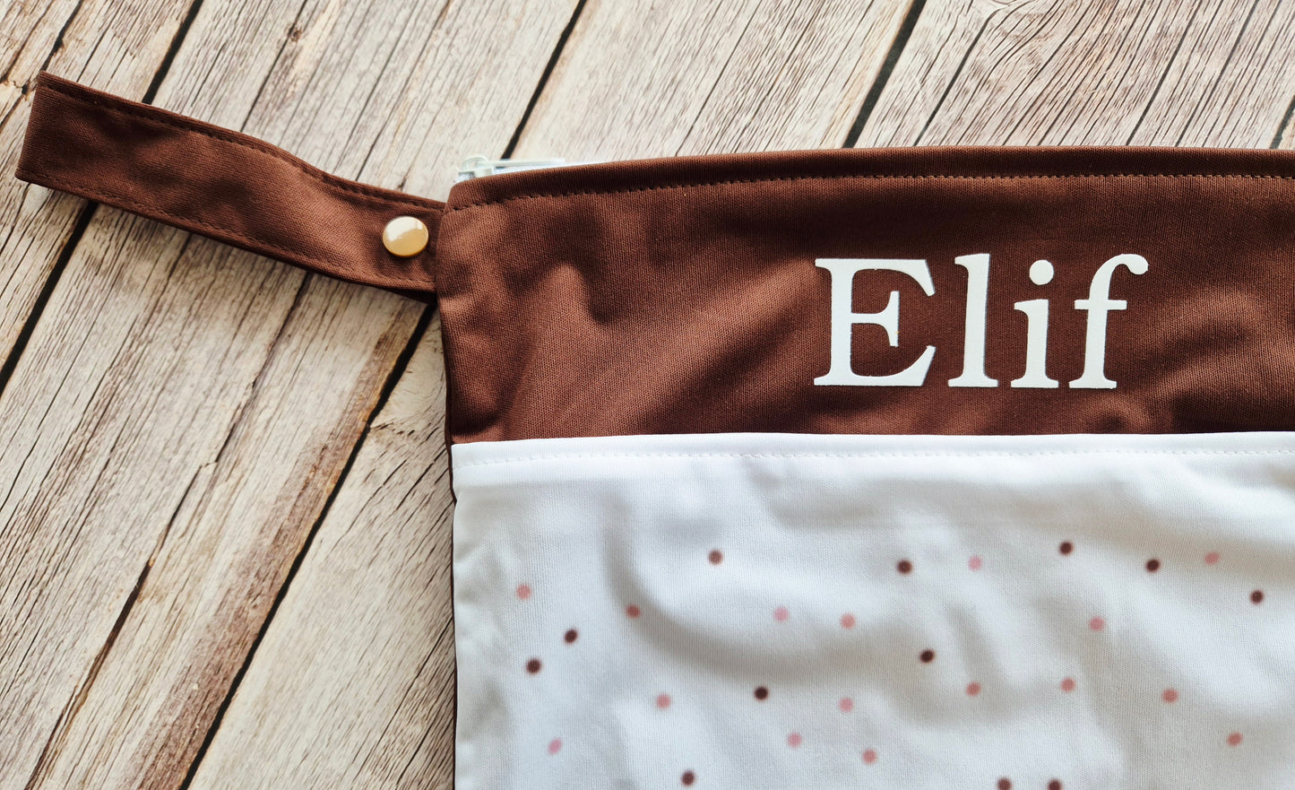 Personalisierte Wetbag mit Namen süßes Baby Geschenk mit rosa Regenbogen und Fuchs Motiv wasserdicht und wiederverwendbar