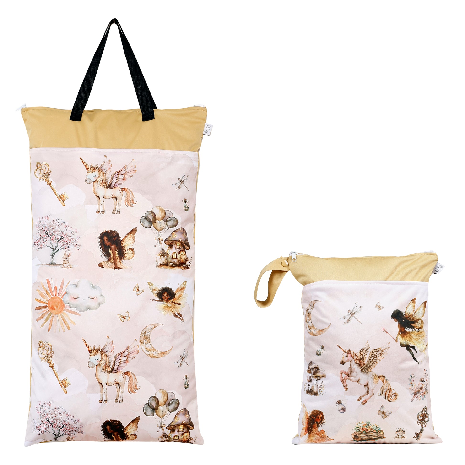 XXL und Maxi Wetbag 2er Set wasserdicht für Baby Windeln personalisiert mit Namen unicorn Tier Design wiederverwendbar