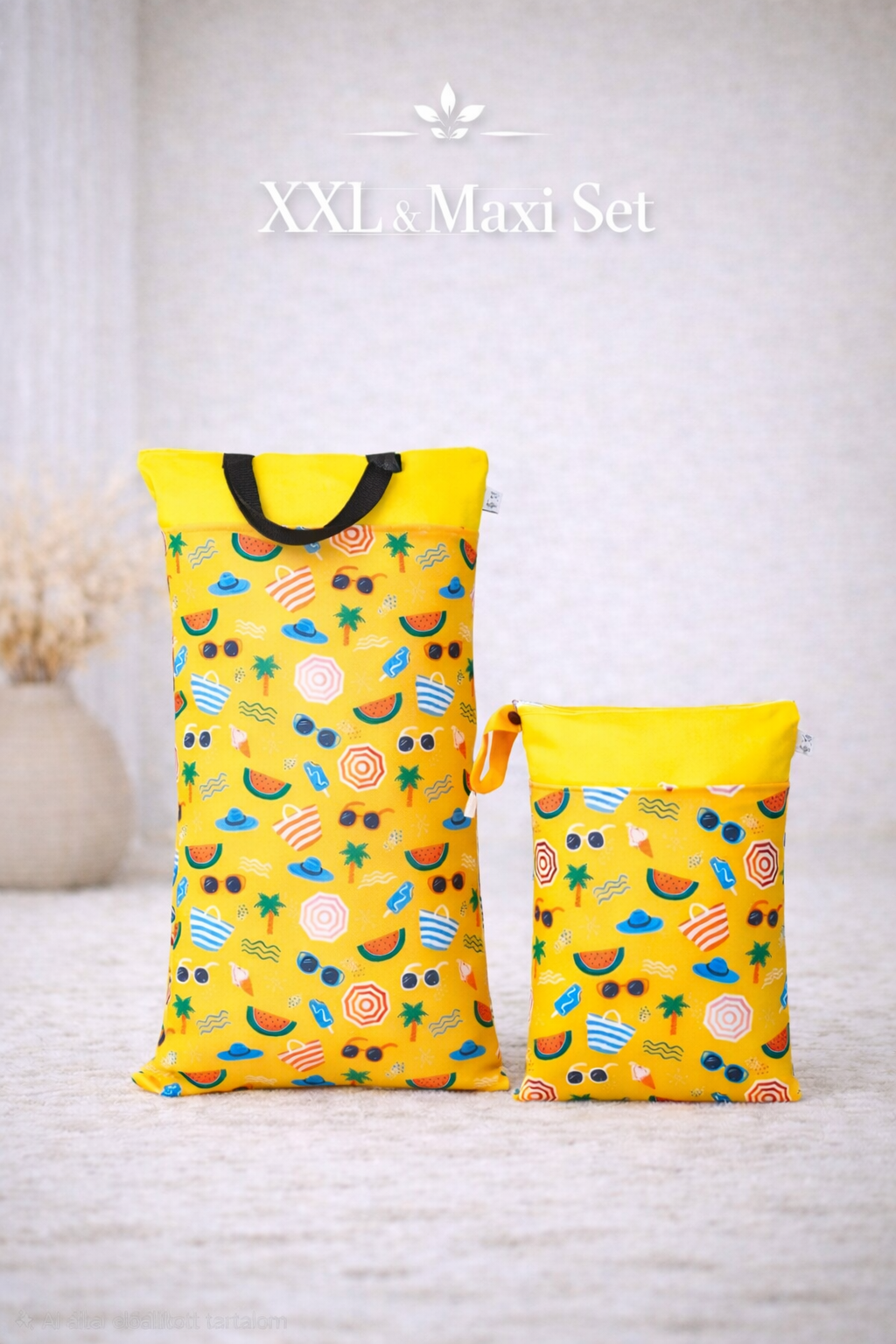 XXL und Maxi Wetbag 2er Set wasserdicht für Baby Windeln personalisiert mit Namen Sommer happy Design wiederverwendbar