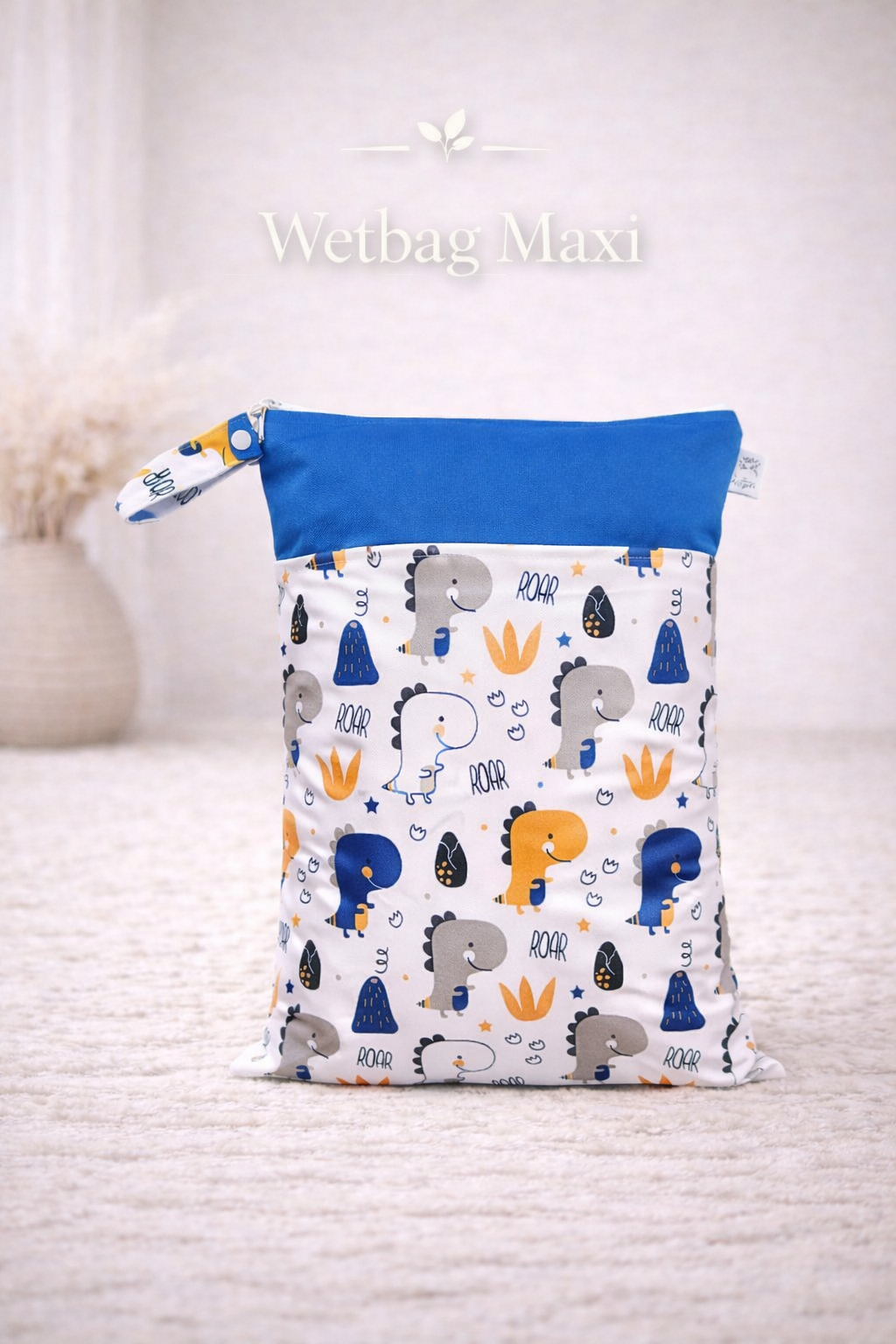 Wasserdichte Wetbag für Baby Windeln personalisiert mit Namen süßes Dinosaurier Tier Design wiederverwendbar