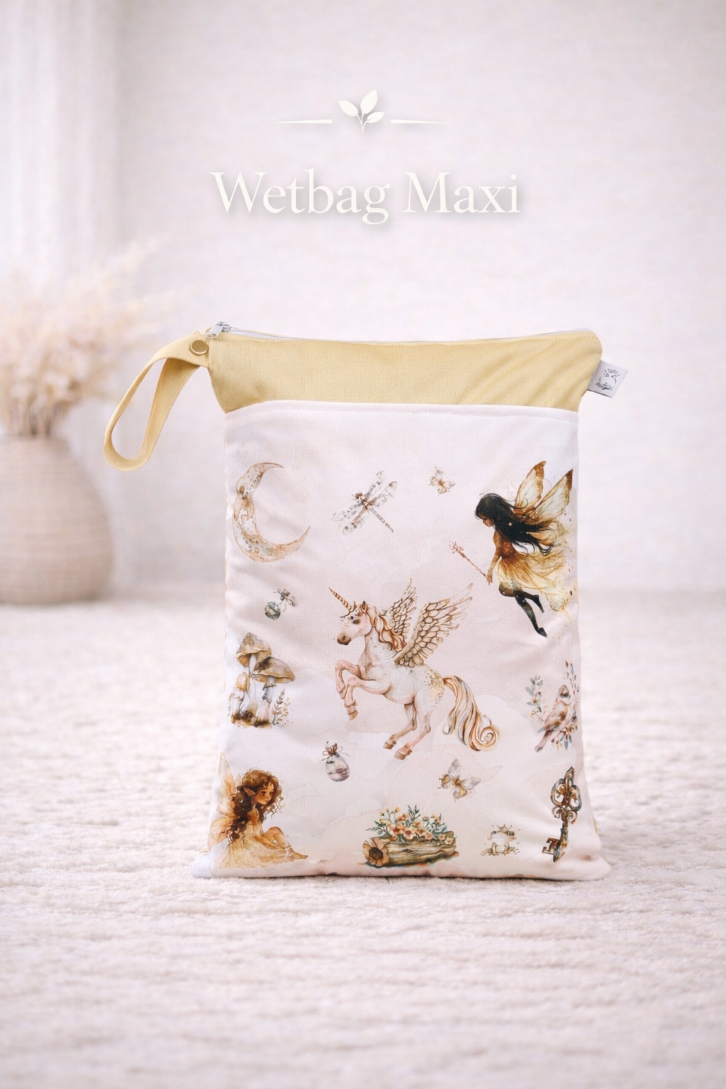 Wasserdichte Wetbag für Baby Windeln personalisiert mit Namen süßes einhorn Design wiederverwendbar