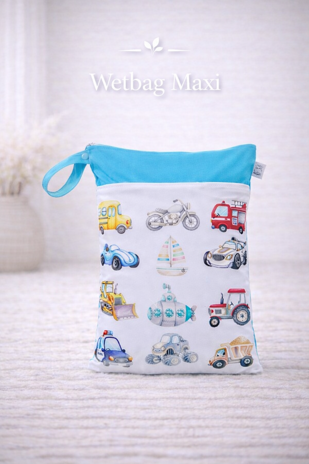 Wasserdichte Wetbag für Baby Windeln personalisiert mit Namen süßes auto-Design wiederverwendbar