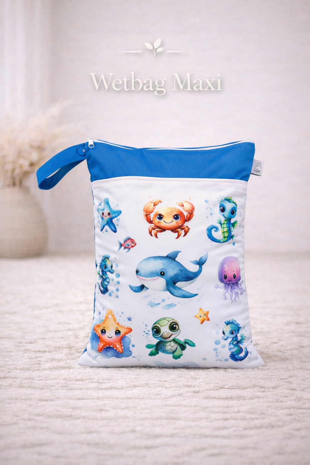 Wasserdichte Wetbag für Baby Windeln personalisiert mit Namen süßes ozean Tier Design wiederverwendbar