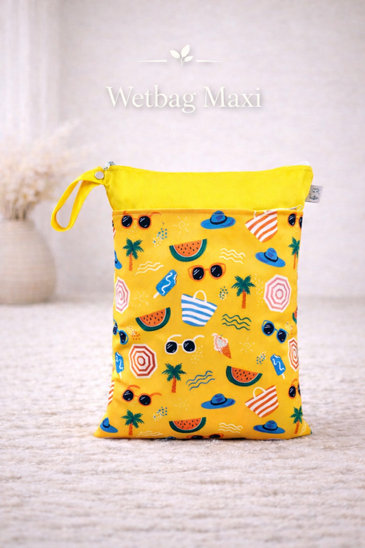 Wasserdichte Wetbag für Baby Windeln personalisiert mit Namen süßes Obst Tier Design wiederverwendbar