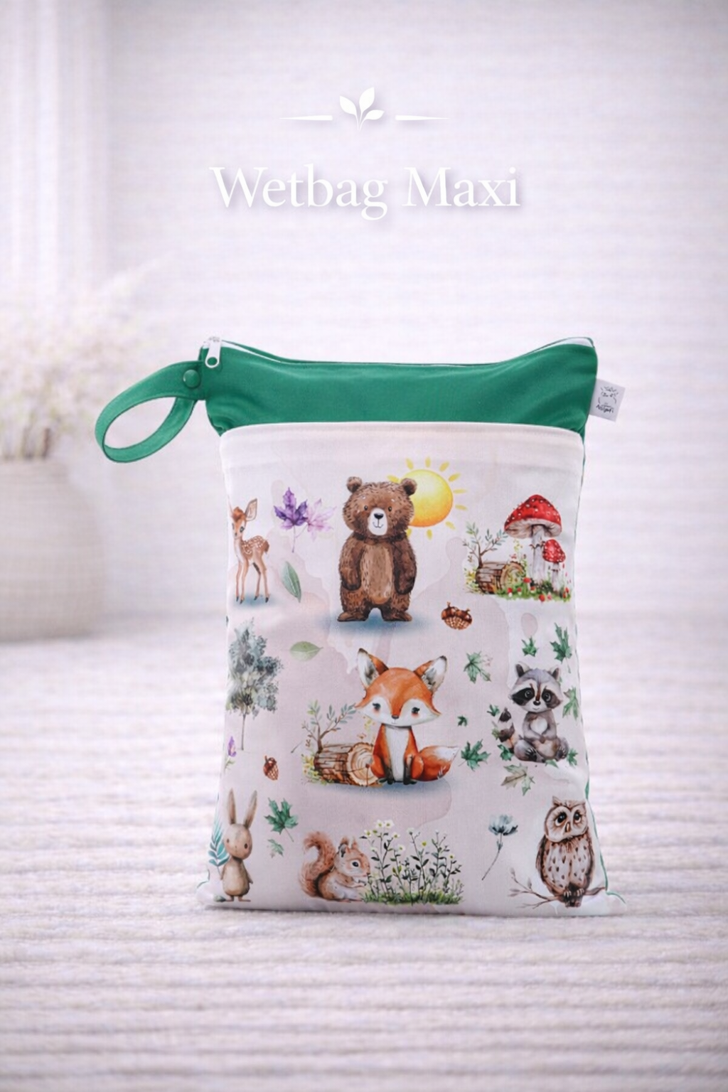 Wasserdichte Wetbag für Baby Windeln personalisiert mit Namen süßes wald Tier Design wiederverwendbar