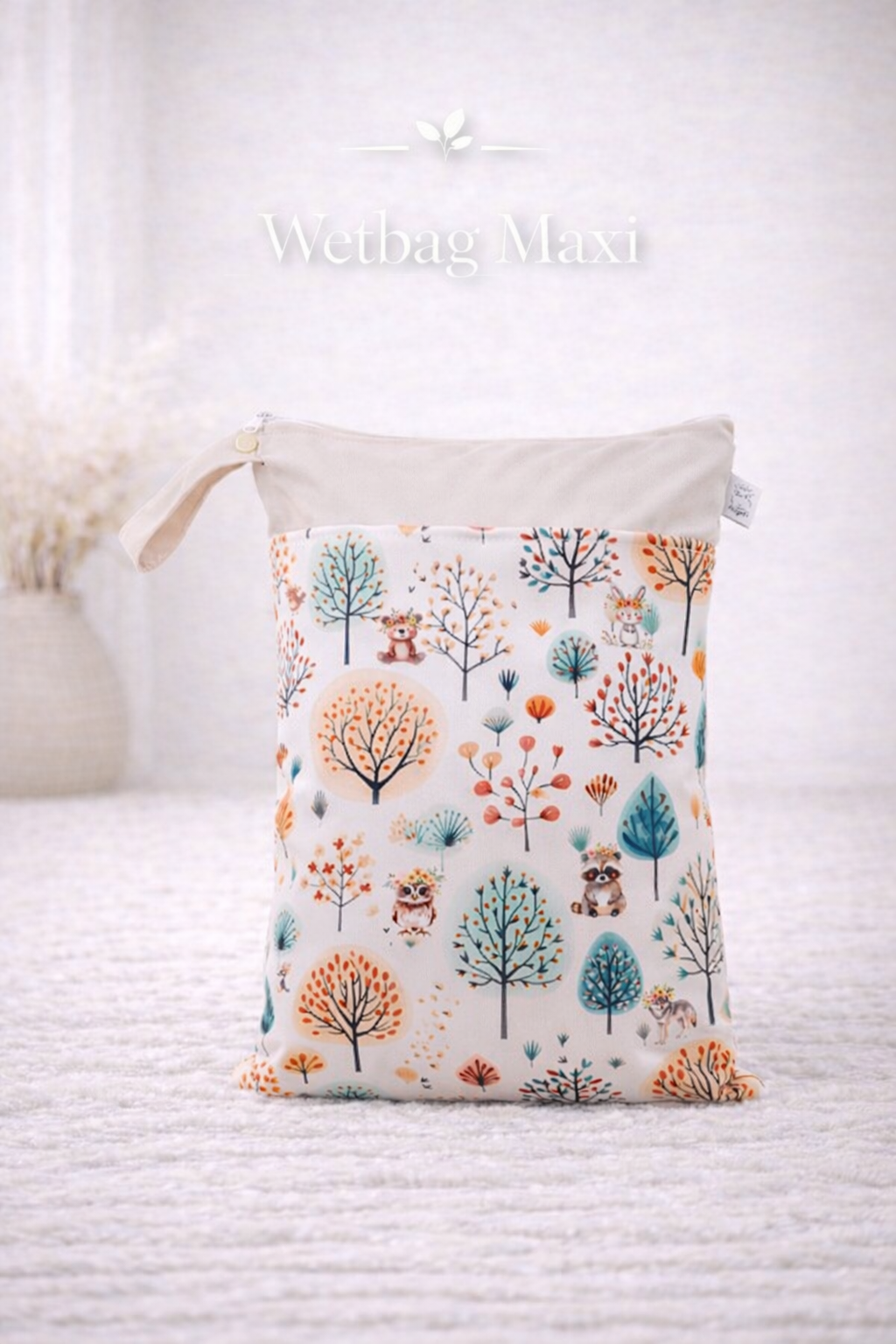 Wasserdichte Wetbag für Baby Windeln personalisiert mit Namen süßes wildtiere Tier Design wiederverwendbar