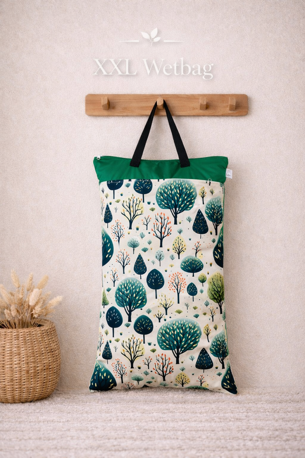 XXL Wetbag 40x70 cm wasserdicht für Baby Windeln große Nasstasche mit Wald Design wiederverwendbar