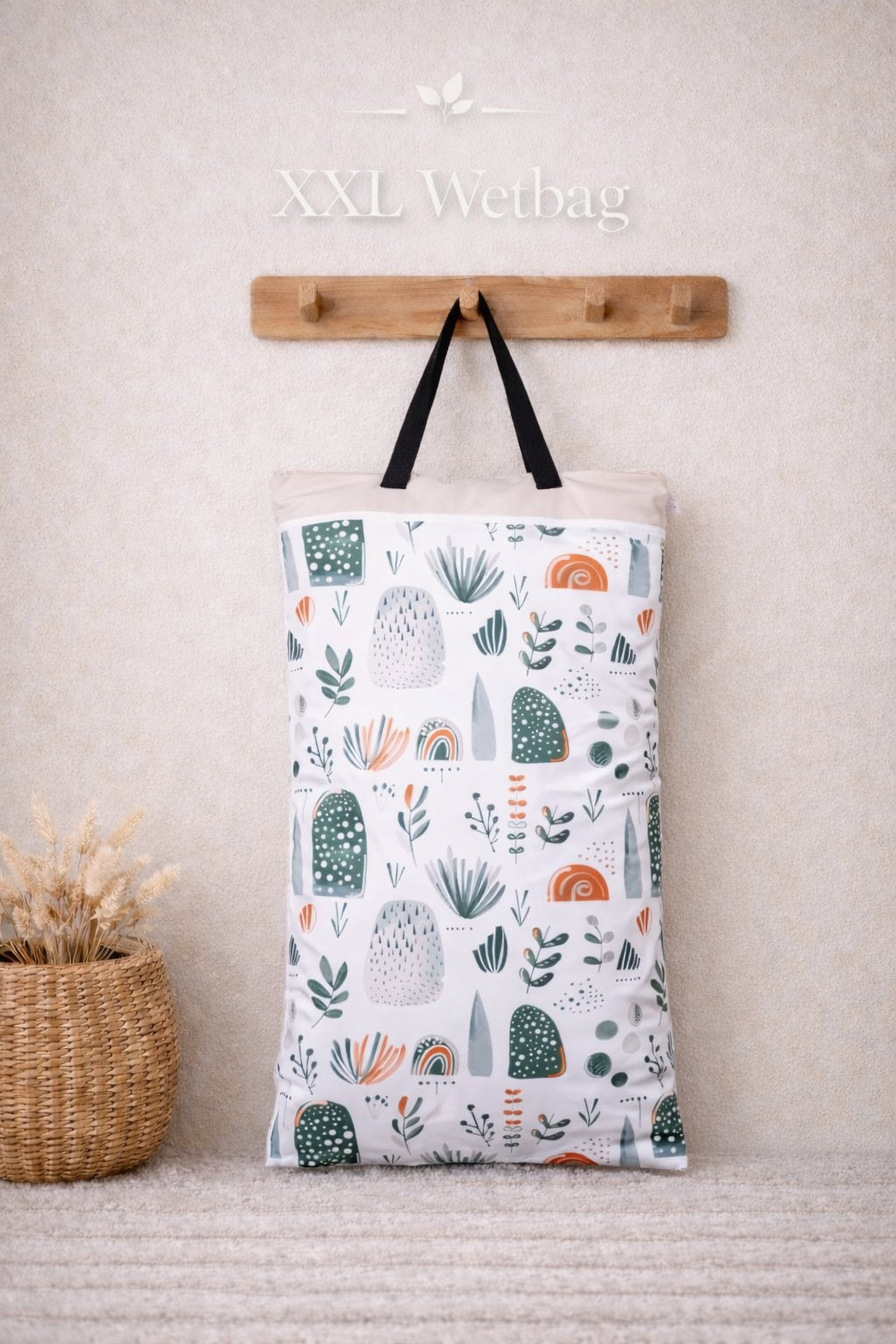 XXL Wetbag 40x70 cm wasserdicht große Nasstasche für Baby Windeln mit modernem Natur Design wiederverwendbar