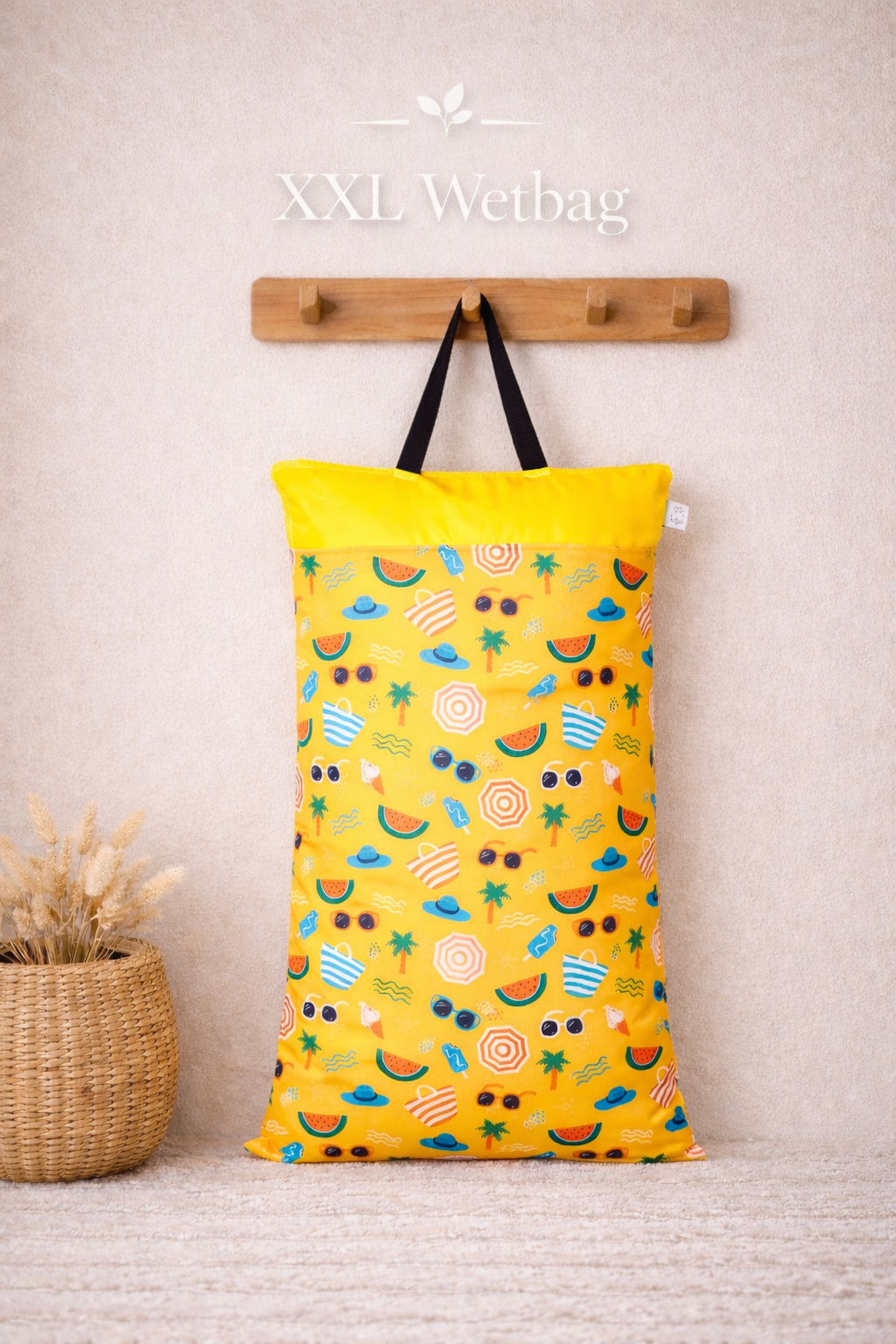 XXL Wetbag 40x70 cm wasserdicht für Baby Windeln große Nasstasche mit Sommer und Strand Design wiederverwendbar