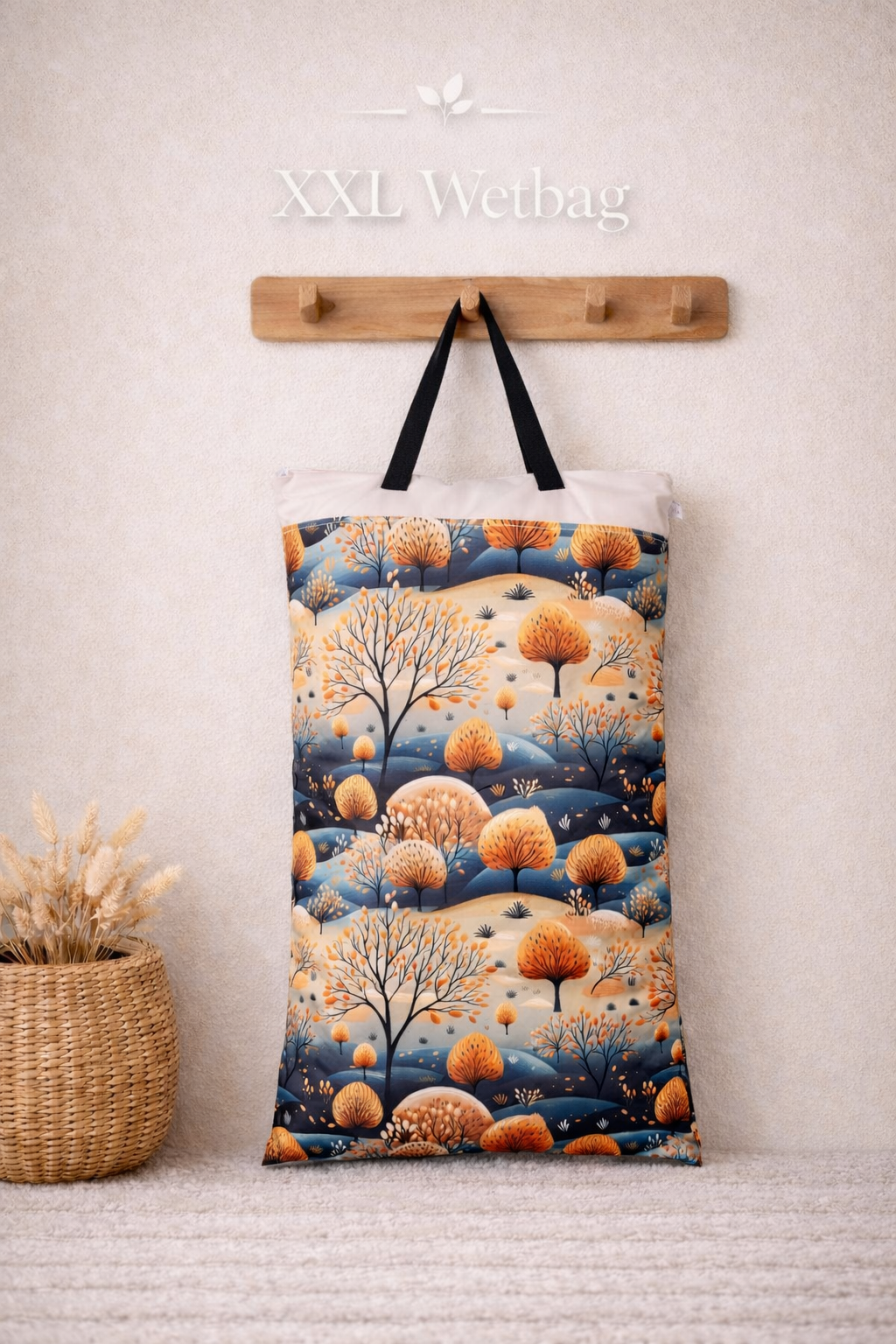 XXL Wetbag 40x70 cm wasserdicht große Nasstasche für Baby Windeln mit Wald Natur Design wiederverwendbar